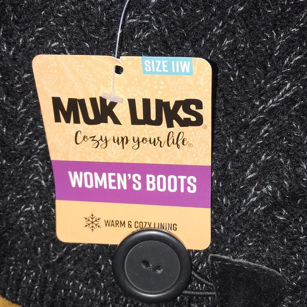 Muk Luks Black and Dark Gray Knit Cuff Ankle‎ Boots